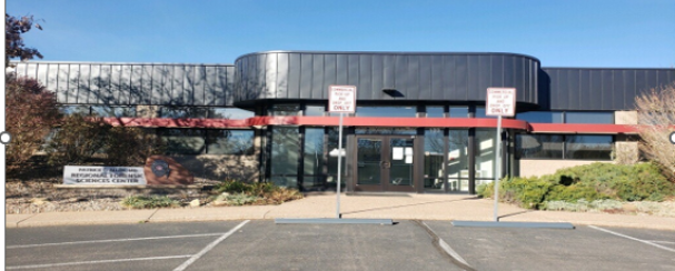 Parking lot and front of the building of Prospect Parkway