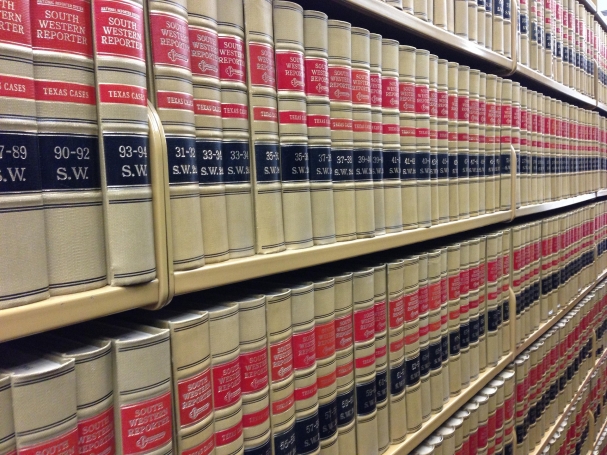 Law books in a library